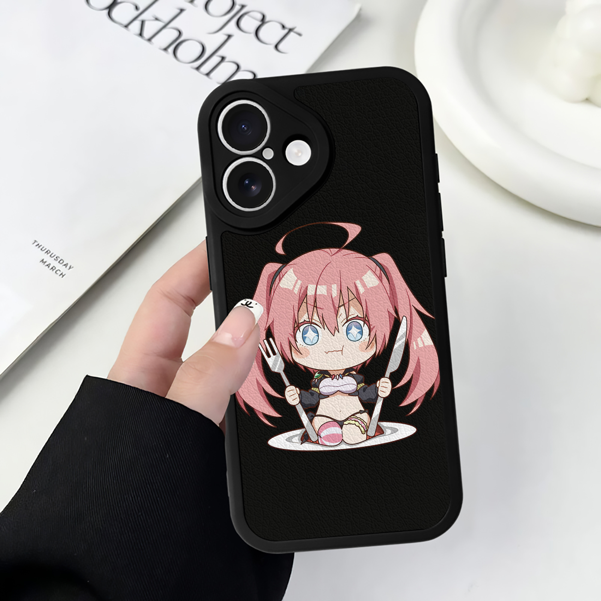 （画像用） 転スラ Regarding Reincarnated to Slime 【iPhone 16シリーズ対応】シリコンスマホケース（レザー調） 材質：シリコン